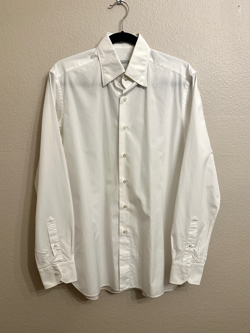 Zilli White 100% Cotton Dress Shirt Made in Italy 15.75 40 Luxury Designer
